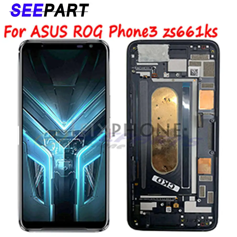 Sensor de cristal Original para Asus ROG Phone 3, pantalla LCD de 6,59 pulgadas, montaje de digitalizador con pantalla t&aacute;ctil para Asus ZS661KS-0