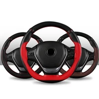 38cm universal first layer cowhide color blocking diy hand sewn anti slip steering wheel cover with needle and thread