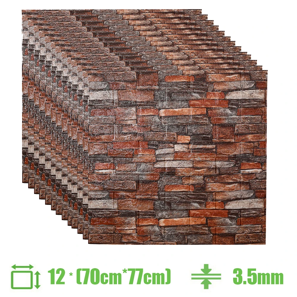 

12pcs 3D Wall Sticker Imitation Brick Marble Embossed DIY Home Decoration Self-Adhesive Wallpaper Kidroom Kitchen Bedroom