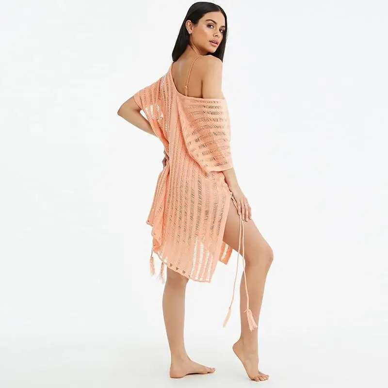 2021 вязаное крючком белое пляжное платье-накидка Туника длинная Парео Бикини