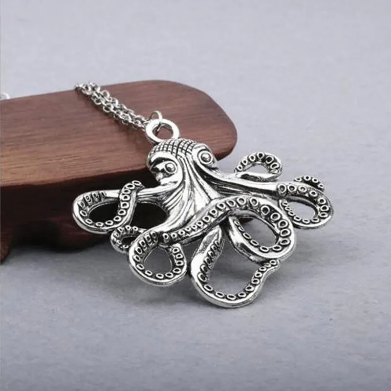 Модная цепочка Cthulhu ожерелье с осьминогом длинная в стиле ретро Черная веревка