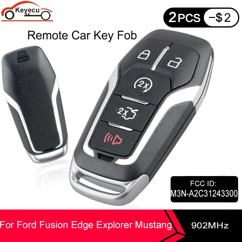 KEYECU 4 + 1/5 Кнопка Smart Remote Key 902 MHz HITAG PRO/49 для Ford Fusion Explorer Edge Mustang F150 F250 F350 M3N A2C31243300|Ключ