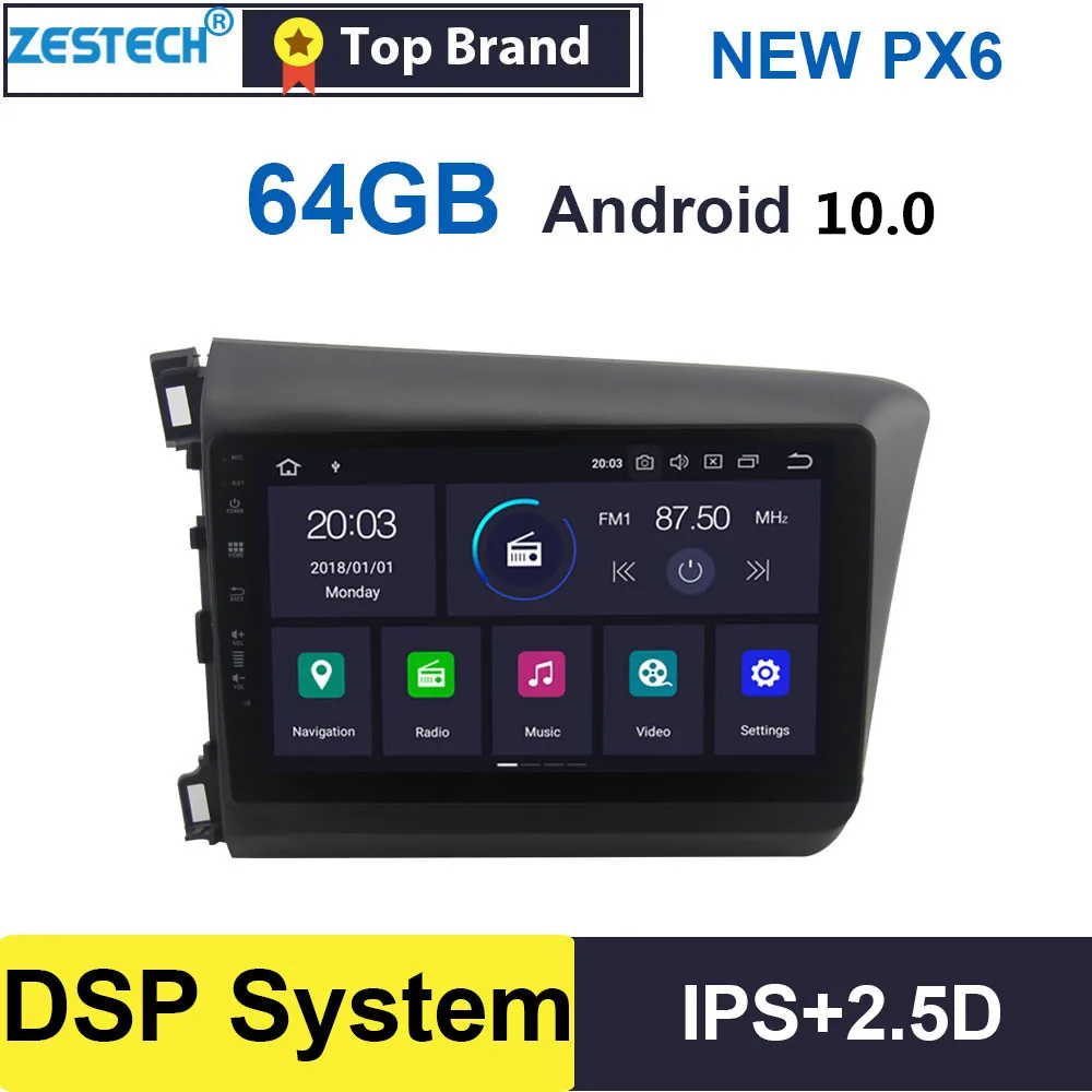 Android10.0 2.5D IPS 9 &quotGPS Радио DVD плеер для Honda Civic 2012 2014 GL общий автомобиль головное