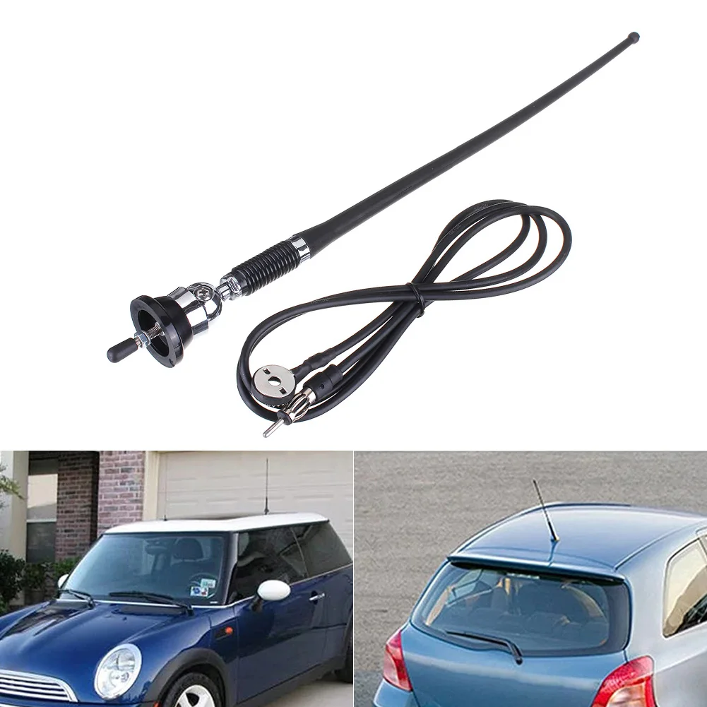 

Wholesale 43cm Car FM AM Radio Antenna Flexible Roof Mast Antenna Universal Fit Signal Aerial with Extension Cable Car Accessory
