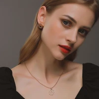 fashion 2 piece geometric jewelry set for women simple retro adjustable earrings necklace girl jewelry