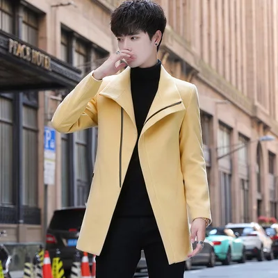 

2021 autumn and winter woolen trench coat men's short Korean style handsome woolen coat casual British coat winter trend