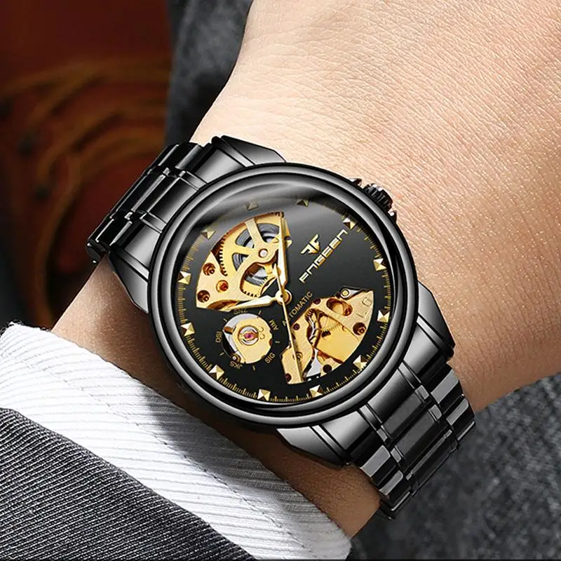 

2020 Fashion Luxury Business Self Wind Automatic Wristwatch Men's Mechanical Watches Steel Blu-ray Tourbillon Watch Erkek Saat