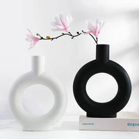 hollow ceramic vase black and white flower arrangement container living room flower vase abstract art crafts wedding decoration