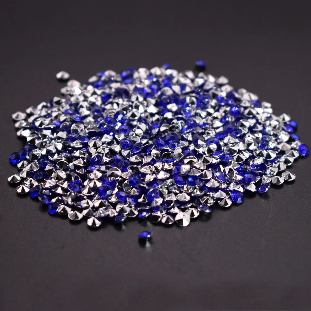 dark blue silver 1000 шт 4,3 мм блестящие Прозрачные Акриловые Алмазные конфетти сверкающие Разбрасыватели конфетти для стола хрустальные украшения для свадебной вечеринки - Цвет: dark blue silver