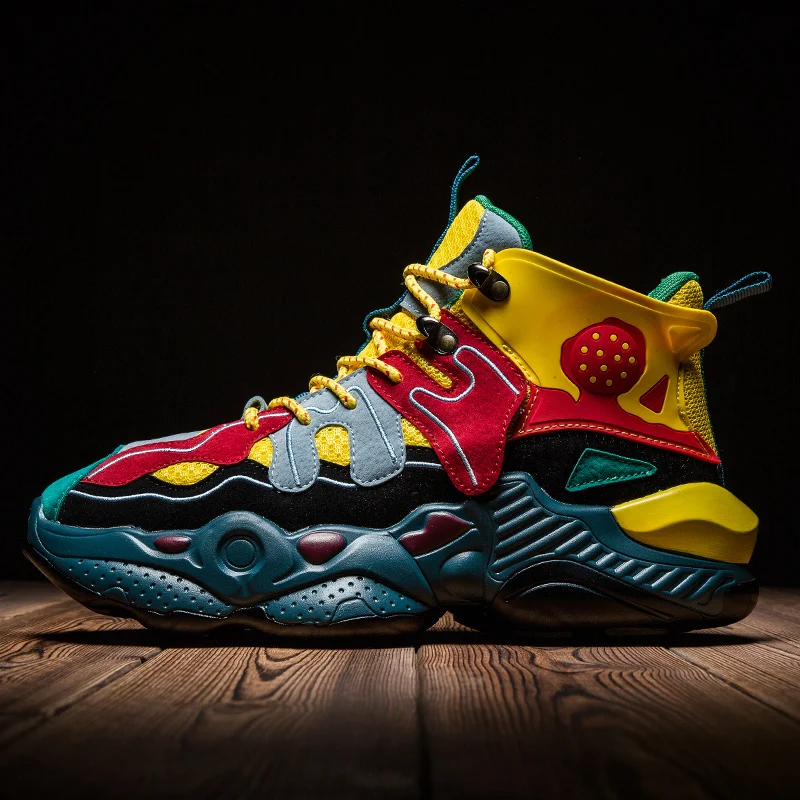 

2021 High-top Basketball Shoes Men Rubber Breathable Lace-Up Non-slip Sport Outdoor Hard Court Trainers Shoes Sneakers Men