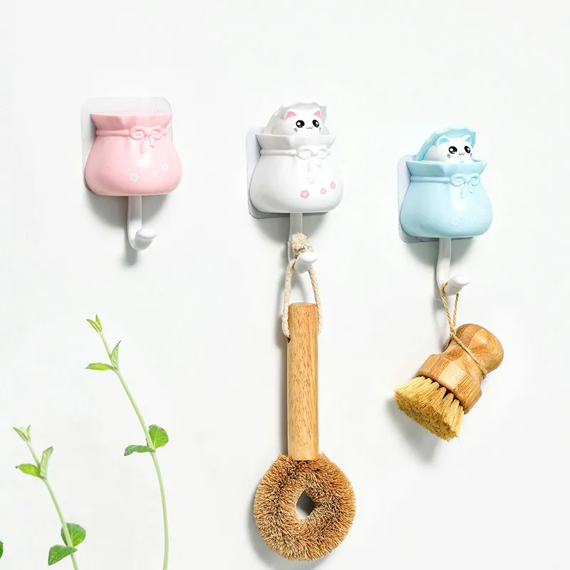 

Creative Home Decor Key Hook Cartoon Animal Cat Decorative Hook for Bathroom kitchen Storage Room Pasting Wall Hooks Household