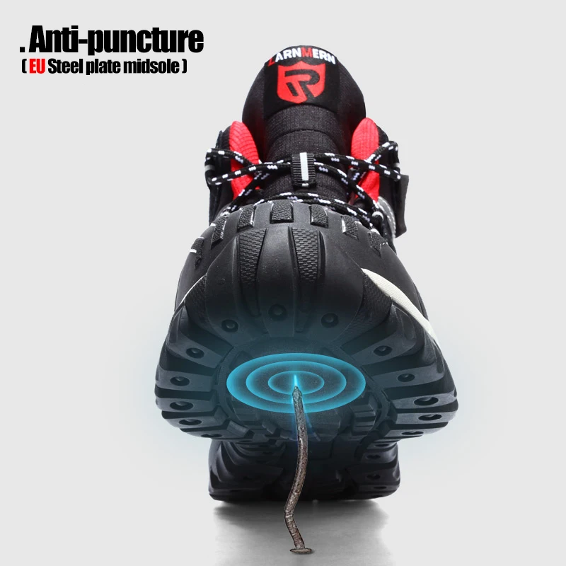 Мужские рабочие ботинки LARNMERN защитные со стальным носком удобные легкие