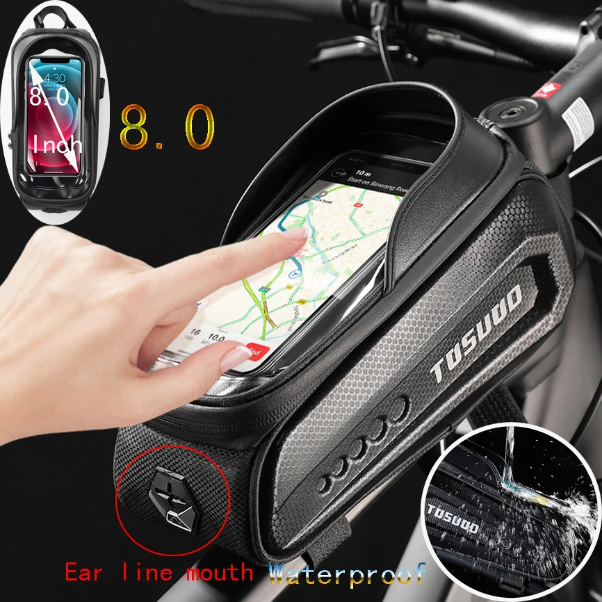 

New Bike Bag Frame Front Top Tube Cycling Bag Waterproof 8.0 in Phone Case Touchscreen Bag MTB Pack Bicycle Accessories