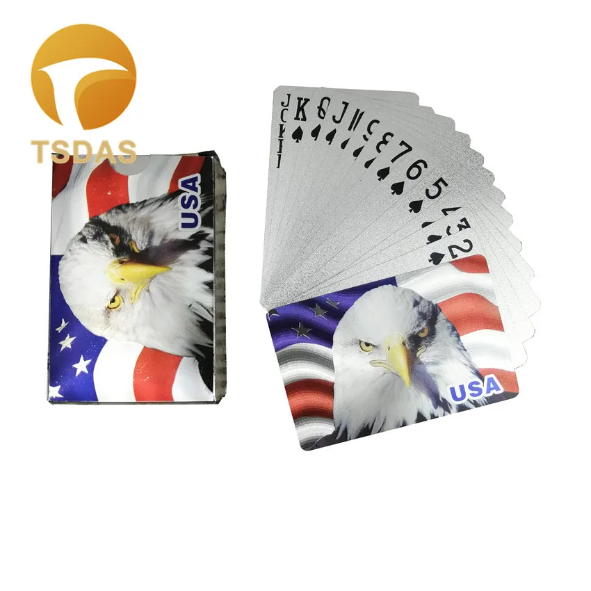 24k позолоченные цветные золотые водонепроницаемые игральные карты с рисунком