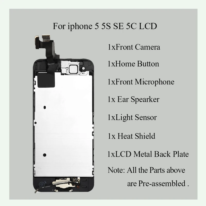 Полный набор ЖК-дисплей для iPhone 5 5C 5S 5G ЖК-экран сенсорный дигитайзер полная
