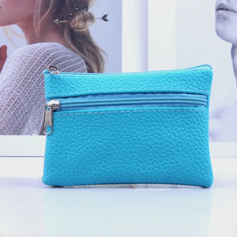 

Hot Solid Color Storage Card Holder Durable Lychee Pattern Purse Small Fresh Coin Purse Korean Style Portable Card Holder