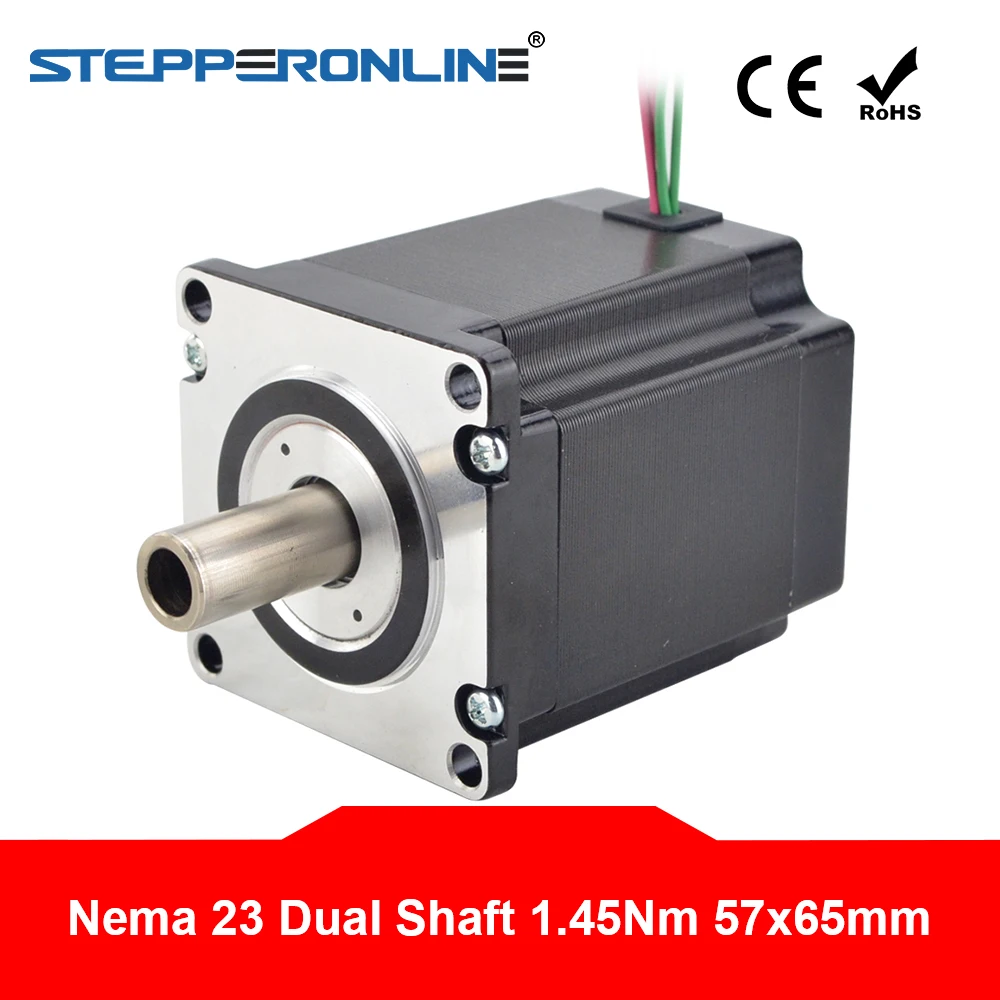 

NEW Dual Shaft Nema 23 Stepper Motor Hollow Shaft Bipolar 1.45 Nm 2.0A 57x57x65mm Stepping Motor 12mm Shaft for CNC Milling