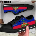 Кеды HYCOOL для мужчин и женщин, Вулканизированная подошва, низкие берцы, с принтом флага Гаити, повседневные кроссовки на платформе