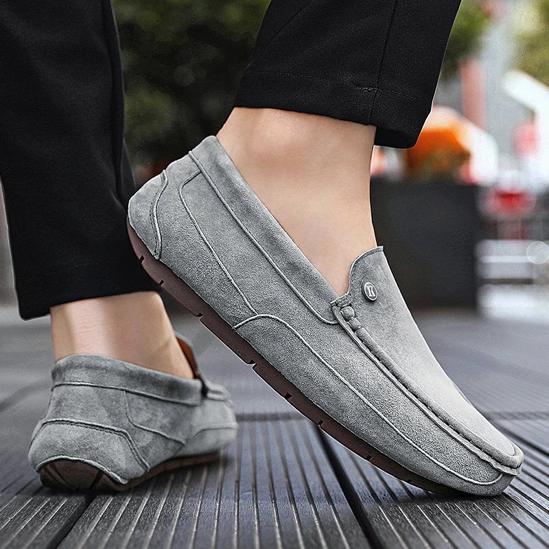 

Brand 2021 New Classic Men's Suede Loafers Fashion Casual Genuine Leather Shoes Moccasins Soft Breathable Slip-on Driving Shoes
