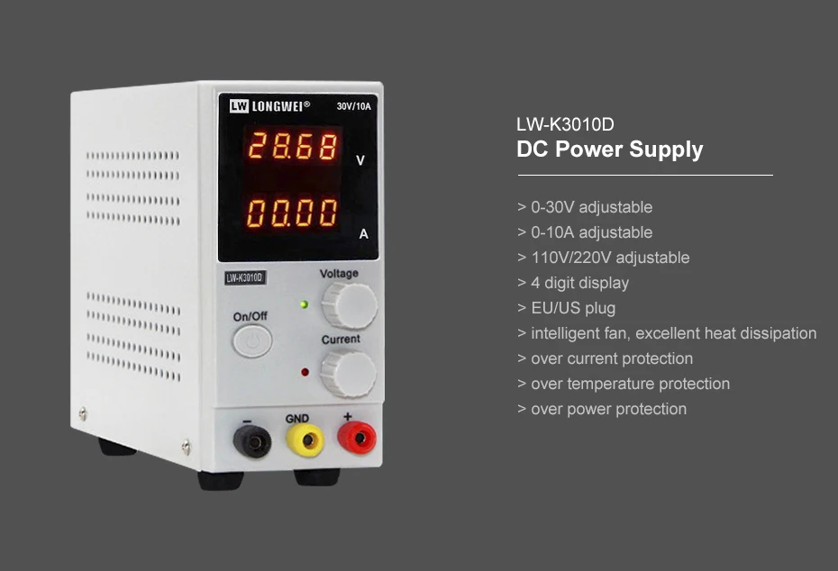 LW 3010D DC Питание 30V 10A красный 4 цифры по ценам от производителя Дисплей мини лаборатория Питание Регулируемый 110V 220V для телефона инструменты для ремонта компьютеров