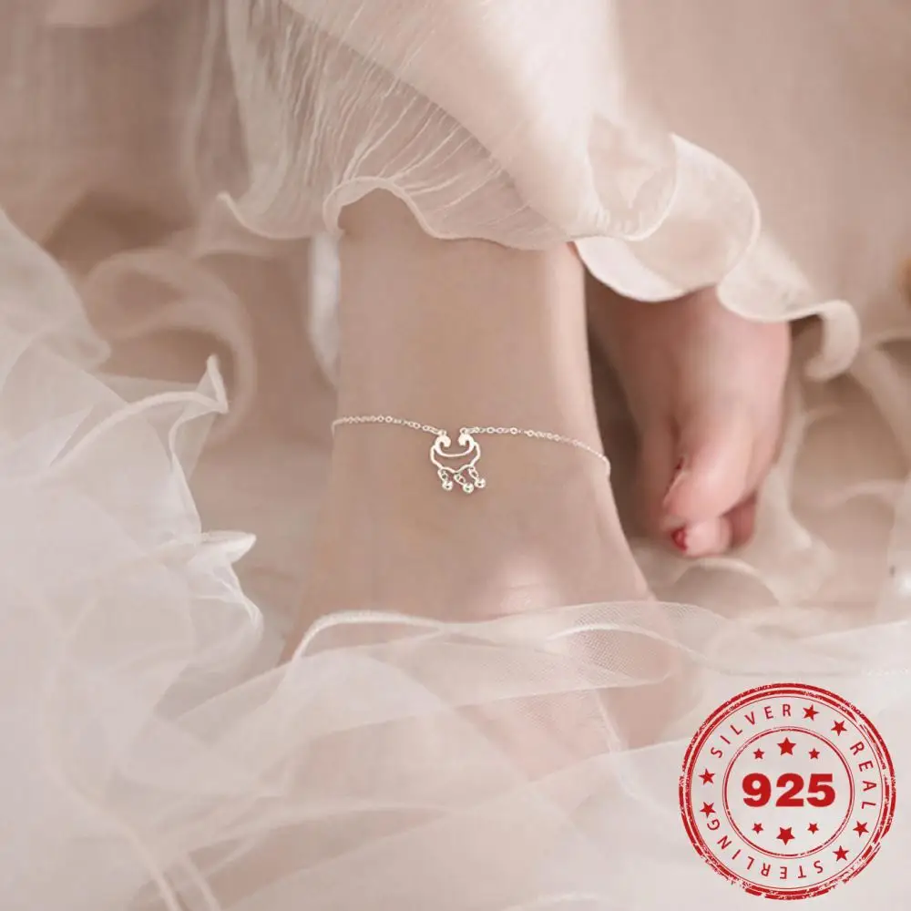 HOYON S925 Серебряный антикварный ножной браслет для женщин сексуальный простой