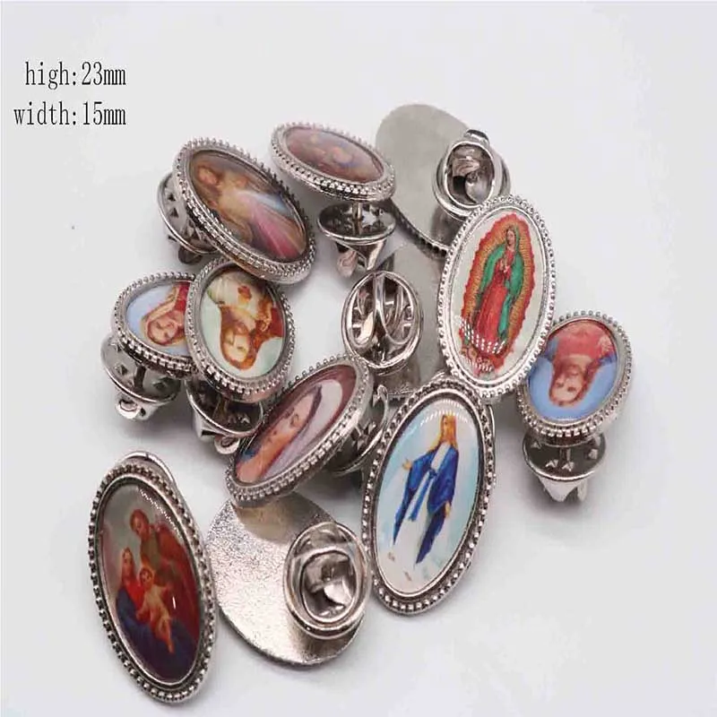 Брошь католическая Дева Мария 12 шт./. Пряжка-крест Иконка ииисуса брошь с иконкой 1
