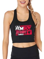 im a femboy fashion comics graphic print tank top womens funny yoga sports workout crop top gym tee