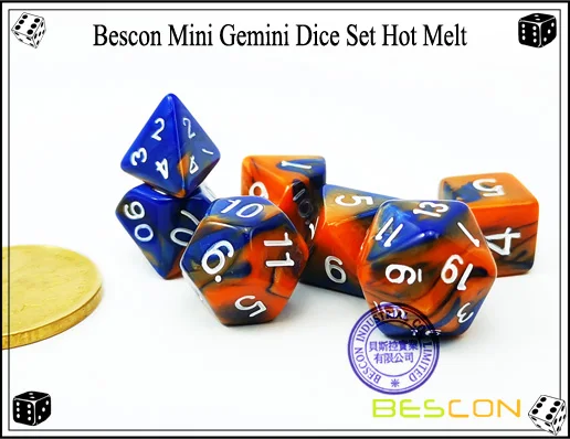 Bescon мини двухцветные многогранные игральные кости, набор 10 мм, маленькие кости набор D4-D20 в трубке, 6 новых разных цветов 42 шт