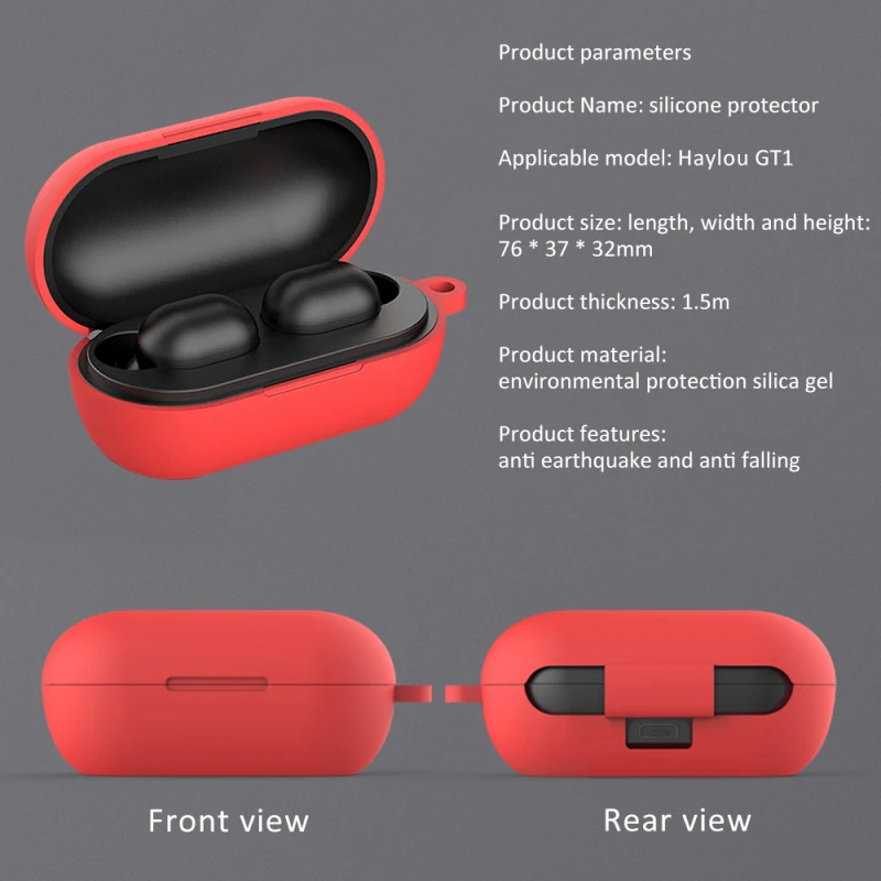 Silicone Case Protective Cover Suitable For Haylou GT1 Wireless Bluetooth Headset Shell Earphone Accessory With Anti-lost Buckle |