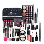 Основа для макияжа, 27 шт., с косметичкой, Очаровательная профессиональная стойкая тушь для ресниц, набор для макияжа, матовая губная помада, Подарочная палитра теней для век