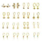 Женские серьги-гвоздики с цирконом, серебристые и золотистые маленькие серьги-кольца с голубым цирконием и изображением сглаза, 2021