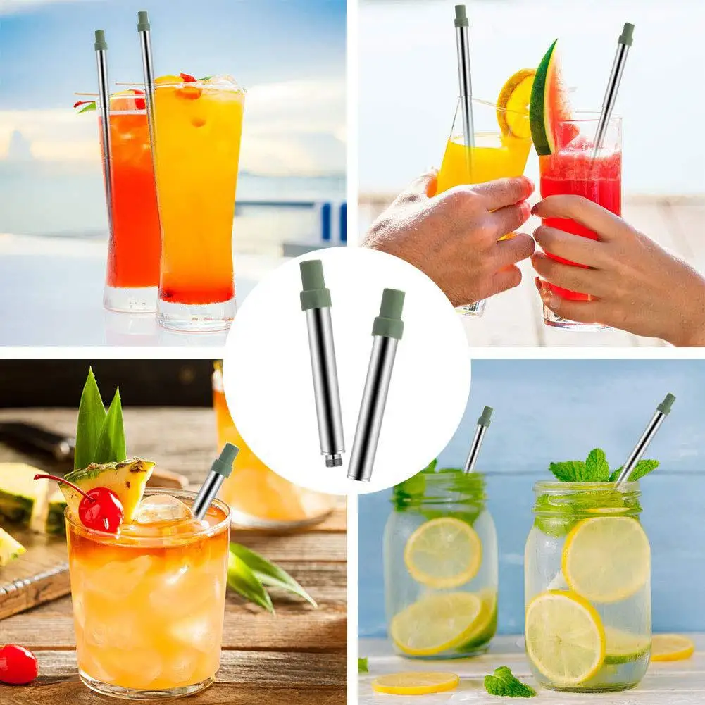 

Reusable Folding Drinking Straw Stainless Steel Rustproof Portable Home Bar Tool Home Furnishing Kitchen Essential Supplies