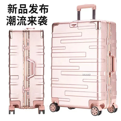 Aluminum frame KLQDZMS 2" 22" 2" 26" 29 дюймов Модный Дорожный чемодан с алюминиевой рамой, Скалка багажа, Спиннер на колесах, Мужская Женская тележка, чехол - Цвет: Aluminum frame