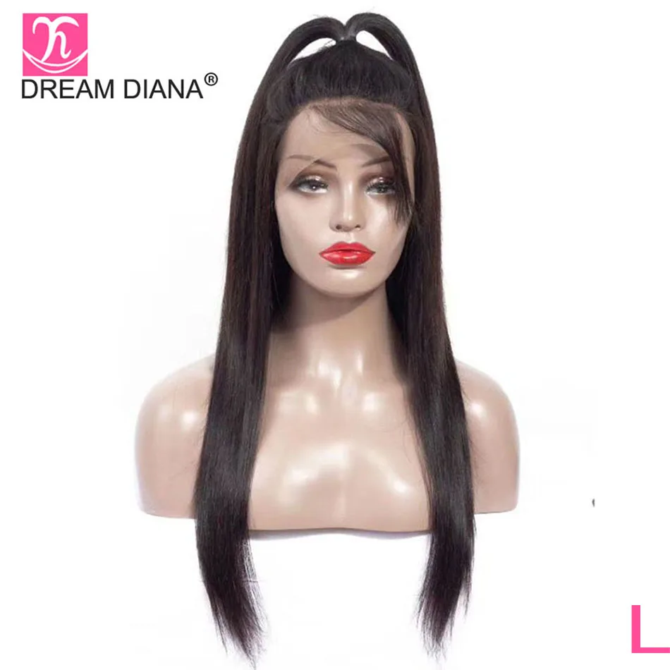 DreamDiana, перуанские парики с полным кружевом, 8-28 дюймов, прямые волосы Remy, полностью кружевные бесклеевые черные, предварительно выщипанные полностью кружевные человеческие волосы, парик