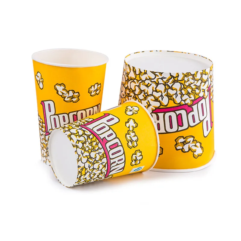

50pcs Creative disposable popcorn paper cup American style high capacity cinema outdoor barbecue food packaging cups