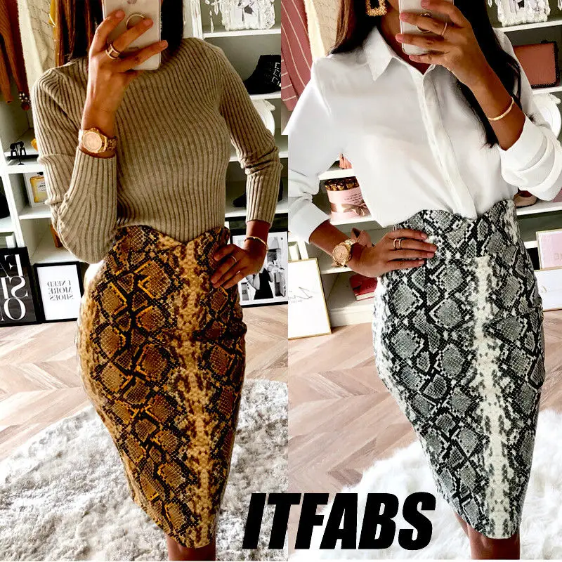 

Модная женская облегающая винтажная длинная юбка с высокой талией, короткая юбка-карандаш, сексуальная леопардовая юбка