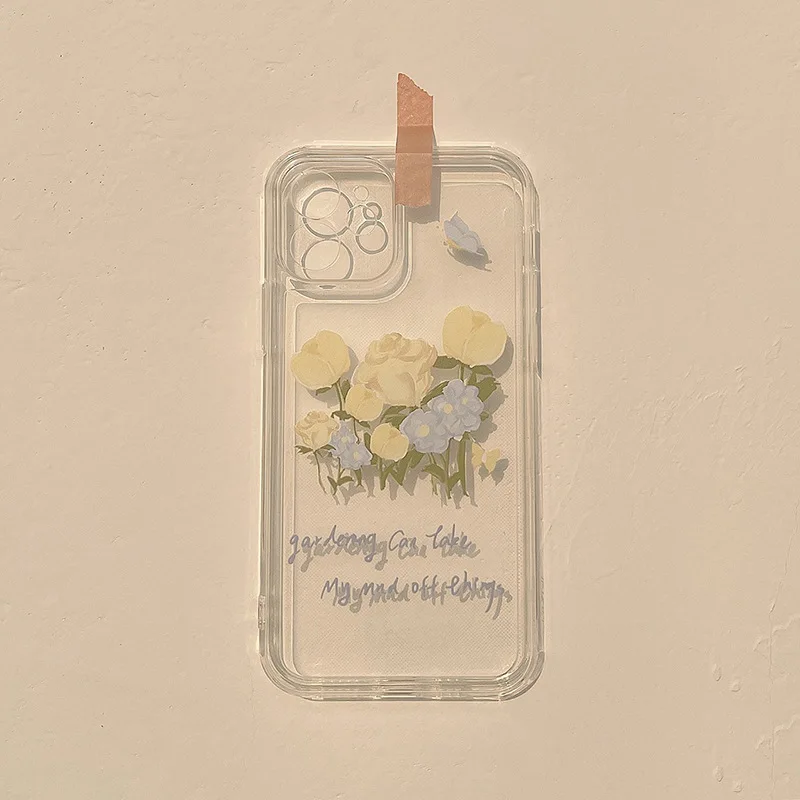 

Art Retro Oil Painting Rose Flower Phone Case For iPhone 12 11 Pro Max X Xs Max Xr 7 8 Puls SE 2020 Cases Clear Soft TPU Cover