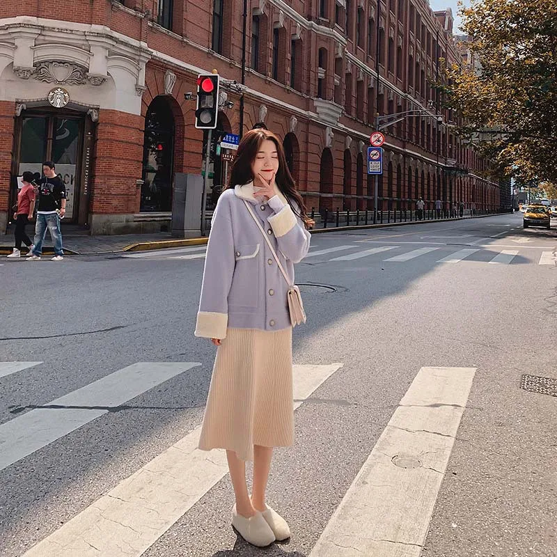 2020 новое осенне зимнее шерстяное пальто Женская мода нежная и мягкая овечья