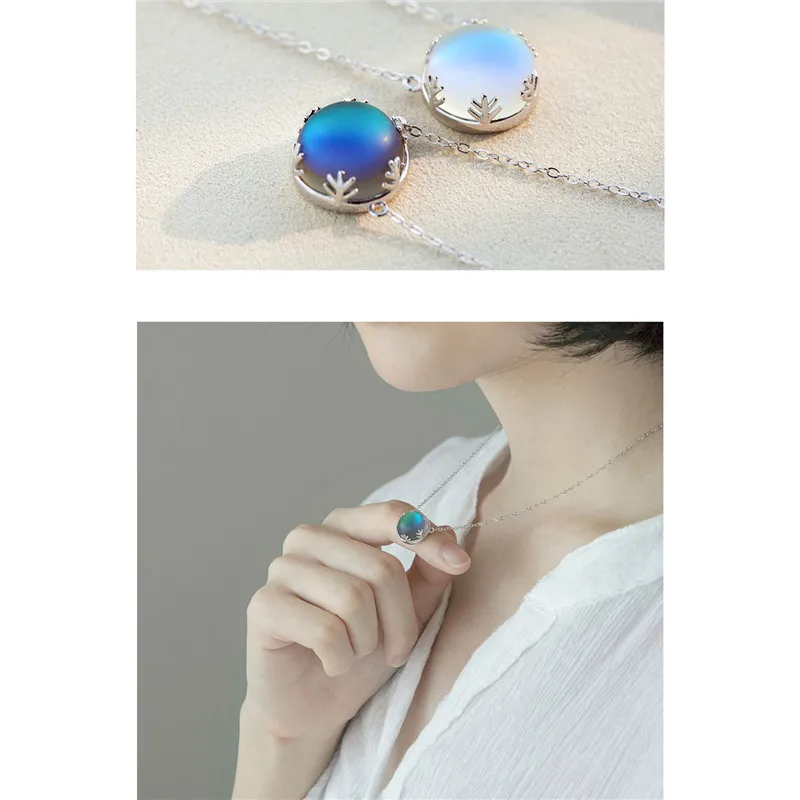 

No fading Aurora crystal halo Pendant Necklace S925 silver scale necklace, elegant jewelry gift for women