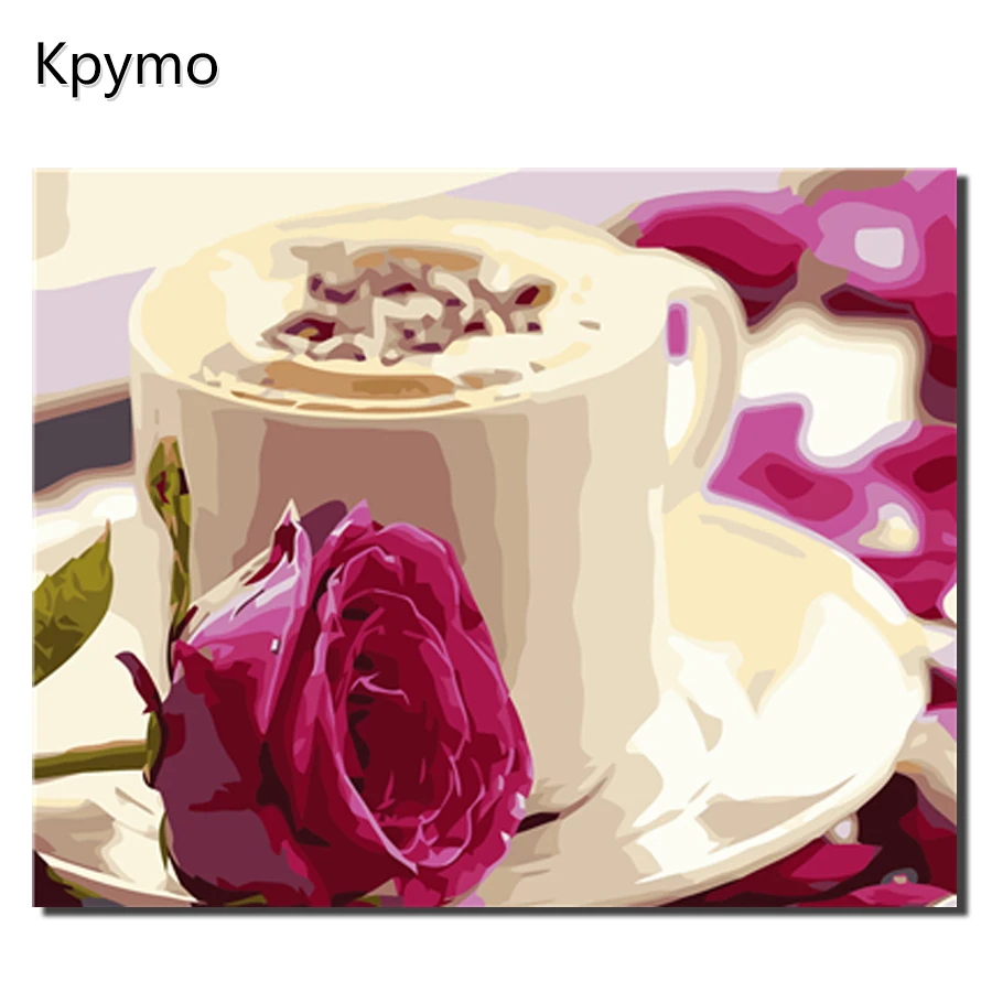 DIY PBN Arcylic живопись кофе картины по номерам на холсте в рамке настенные искусство