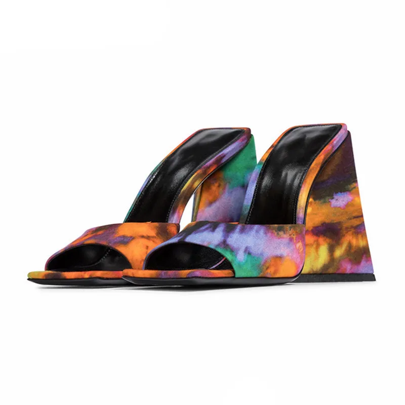 

Женские сандалии без задника, шлепанцы на высоком массивном каблуке, обувь на толстой подошве, туфли с открытым носком для вечеринки и ночного клуба, лето