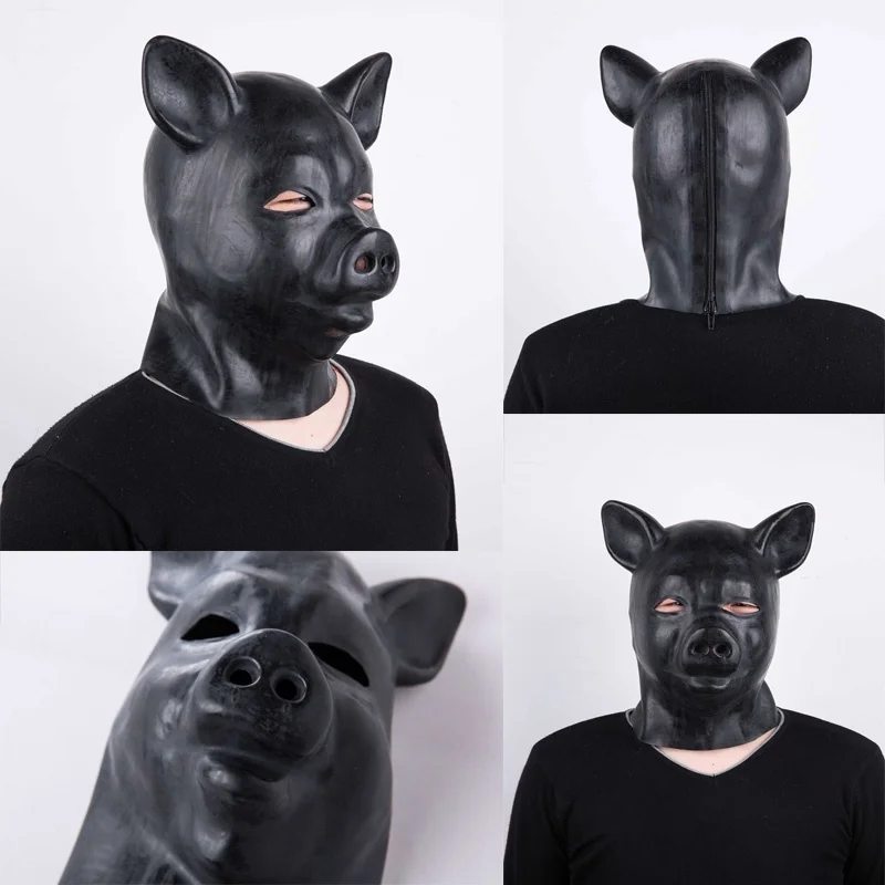 Со Свинкой Пеппой головных уборов Лакированная кожа черная маска натуральный