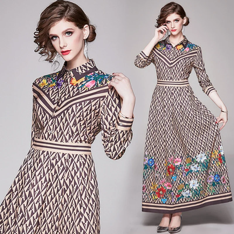 Женское модельное платье с длинным рукавом дизайнерское Повседневное большого