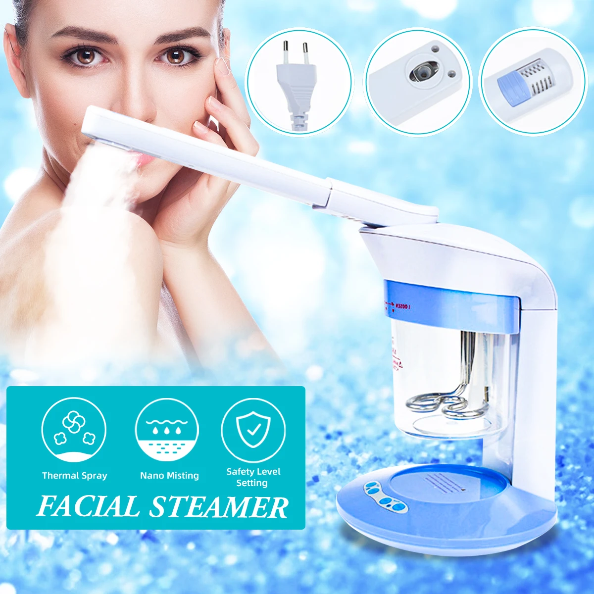 

Deep Cleaning Facial Cleaner Beauty Face Steaming Device Facial Steamer Machine Facial Thermal Sprayer Skin Care Tool
