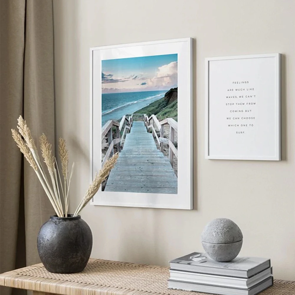 Без рамки скандинавские буквы Картина на холсте морской пейзаж плакаты и принты