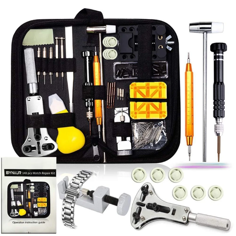 

150Pieces/151pcs Professional Watch Repair Tool Kits Assembly & Disassembly Watch Tool Bag Watch Handling Tool Watch Kits