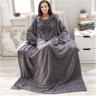 new warm blanket long coral fleece blanket with sleeves coral fleece pocket blanket adult winter wash flannel blankets robe