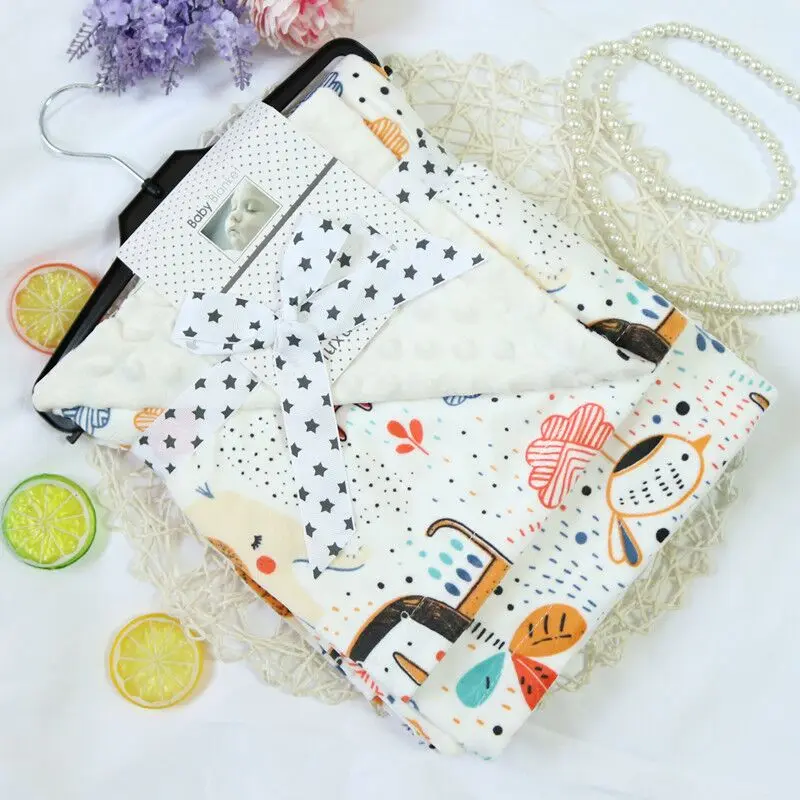 Детское фланелевое одеяло для новорожденных теплые пеленки с флисовой