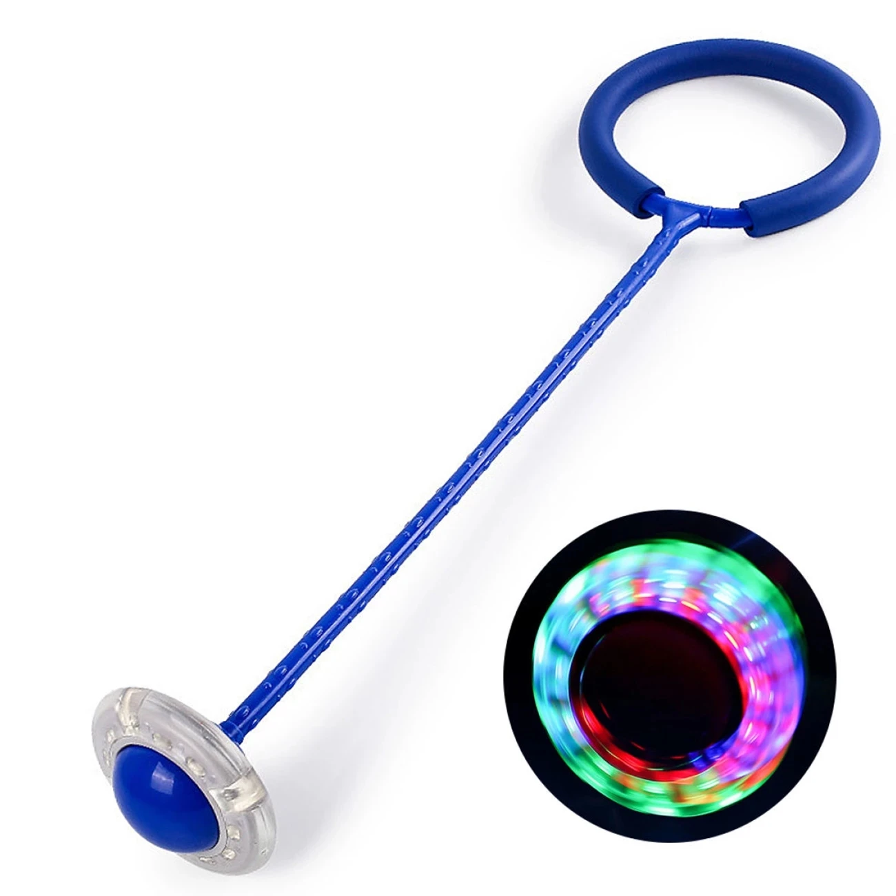 Скакалка-мяч на светодиодах для детей с фонариком для активных игр на свежем воздухе и тренировки реакции, способствующей развитию силы у ребенка и взаимодействию с родителями.