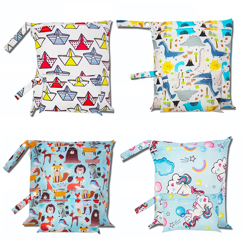 2 шт. детская мокрая сумка для подгузников дорожная тканевая Водонепроницаемая